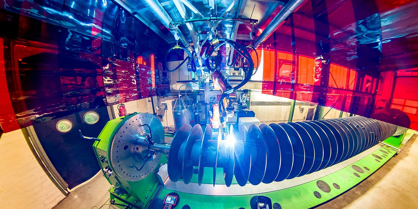 Welding robot in production